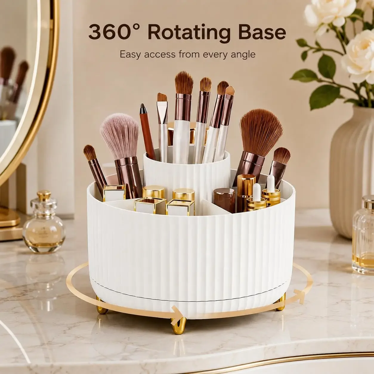 منظم مكياج دوّار 360 درجة، صند - مراجعة Luxury Skincare Organizer وسعره