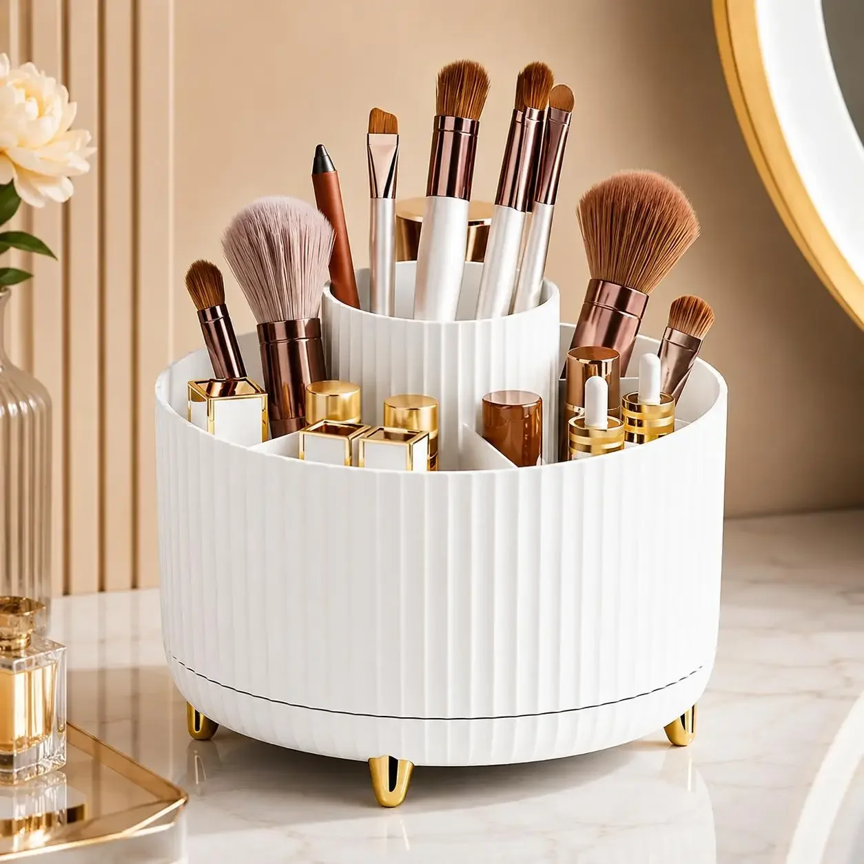 منظم مكياج دوّار 360 درجة، صند - مراجعة Luxury Skincare Organizer وسعره