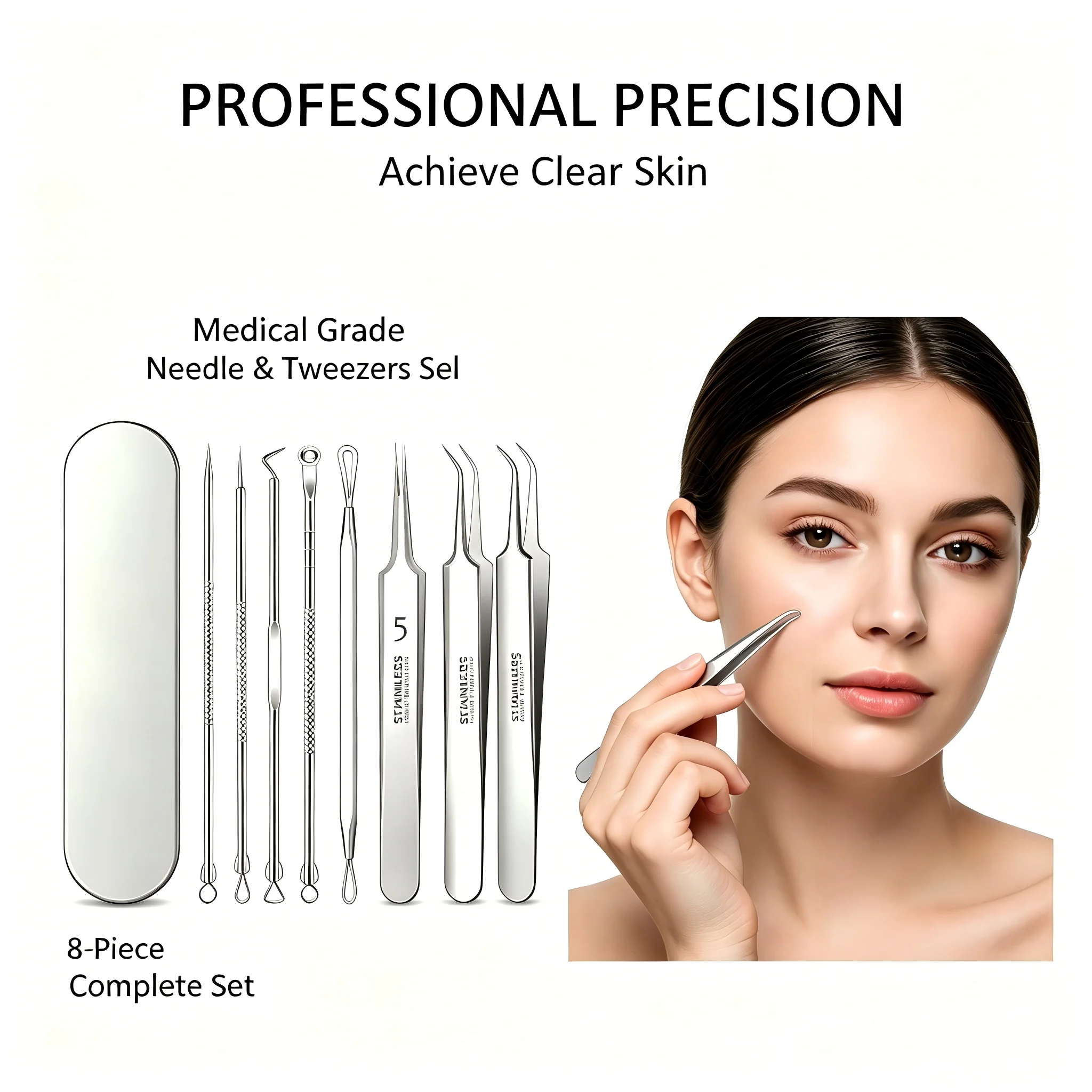 طقم 8 قطع من إبر وملاقط إزالة  - مراجعة Luxury Skincare Acne وسعره